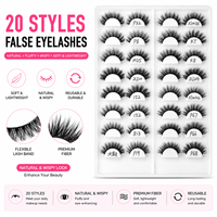 Faux cils en vison synthétique mélangé 8-18mm, fabriqués à la machine, avec bande en coton, personnalisables avec logo, marque privée, effet wispy, pour soirée, petits, en paire