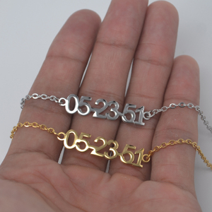 Customized 18K Gold Plated Personalised Number Date <strong>Anklet</strong> <strong>Bracelet</strong> - Product Image 5