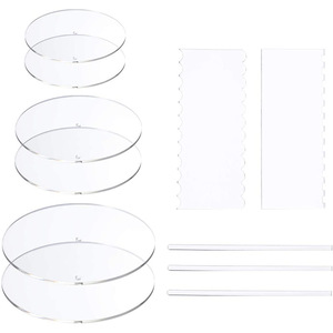 Ensemble de disques à gâteaux ronds en acrylique, outil de <span class=keywords><strong>décoration</strong></span> de gâteaux de glaçage, broche centrale transparente, plateau tournant, peigne à plateau, Kit de grattoirs - Product Image 5