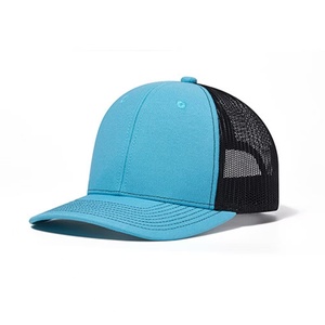 Sky Blue Black Mesh Trucker Cap Adjustable Curved Brim 6-Panel Unisex Casual Baseball <b>Hat</b> Spring <b>Summer</b> Style - Product Image 5