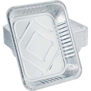 <b>Aluminium</b> Rectangle Disposable Food <b>Container</b> 2 Portion 1000ml 2.25lb 22x16x5cm Plastic Lid - Product Image 1