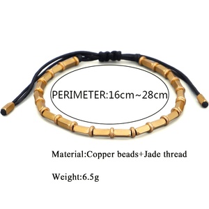 Bracelet porte-bonheur tressé à la main avec perles en cuivre pur et perles en laiton véritable, noué à la main - Product Image 5