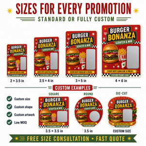 Cartes à gratter personnalisées pour burgers avec coupons de prix cachés pour les récompenses de fidélité des restaurants et les promotions de grand ouverture - Product Image 3