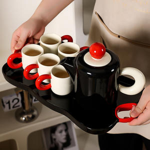 Tasses à eau en céramique, ensembles de tasses à thé pour la maison, service à thé en céramique de luxe léger pour la cuisine - Product Image 4