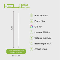 Tubo de Luz LED T8 con Certificación CE RoHS, 18W, 2700LM, 6500K, G13, 270 °   Tubo de PC para Oficina, Almacén, Pasillo, Garaje