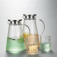 Bouilloire à eau froide durable et écologique en verre borosilicate de haute qualité, grande capacité, couvercle en acier inoxydable transparent, poignée en verre
