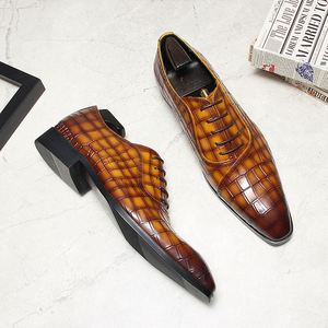 High Quality Men's Engraved Oxford <b>Shoes</b> Genuine Leather Round Toe Design <b>Height</b> <b>Increasing</b> for Autumn Business Formal Wear - Product Image 3