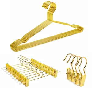 MF021 custom high quality Luxury gold metal coat hangers for clothes pants