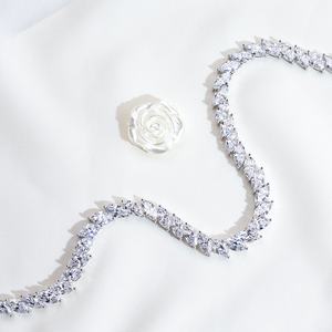 Collar de Tenis de Oro de 18k con Diamantes de Laboratorio de Corte Marquesa de 40cm, Joyería de Diamantes en Stock MSN-924 - Product Image 2