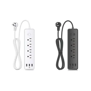 ILEPO-enchufe de pared con 3 puertos USB, Protector contra sobretensiones, tira de alimentación 7 en 1, Cargador USB múltiple, 4 unidades