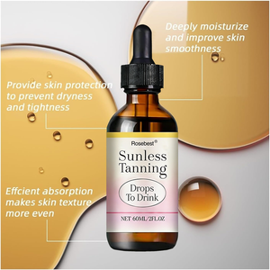 天然オーガニックベータカロチン、ルテイン、アスタキサンチン配合、ビタミンA/Eで肌を輝かせる、飲み物タイプのセルフタンニングドロップ - Product Image 3
