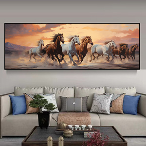 2025 fabricantes al por mayor caballo salvaje corriendo de gran tamaño arte decoración pintura Marco de aleación de aluminio pintura de porcelana de cristal - Product Image 2