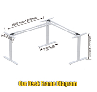 Bureau debout ergonomique Nate 3AR3 à 3 pieds en forme de L, réglable en hauteur