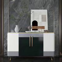 Armoire d'entrée moderne de luxe en acier inoxydable doré Table console de rangement pour petits appartements et foyers
