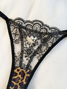 Aza825120 Nieuwe Transparante Vrouwen Beugel Push-Up Bh Thong Luipaard 2 Stuk Borduurwerk Mesh Kant Lingerie Set - Product Image 5
