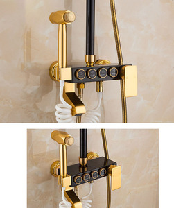 Ensemble <span class=keywords><strong>de</strong></span> douche 4 en <span class=keywords><strong>1</strong></span> Space Aluminium Black Gold Space Aluminium Hot and Cold avec <span class=keywords><strong>robinet</strong></span> Bidet Pomme <span class=keywords><strong>de</strong></span> douche à effet pluie - Product Image 3