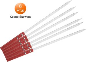 Brochetas de Acero Inoxidable para Barbacoa - Tamaño Grande, Mango de Plástico, Diseño Plano, Duraderas, Ecológicas, para Hornear al Aire Libre - Product Image 2