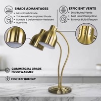 Lampe chauffante électrique dorée sur pied pour buffet, équipement de restauration commerciale