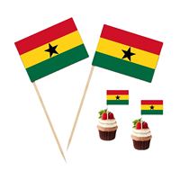 Drapeaux de gâteau jetables personnalisés en gros 3,5x2,5cm pour événements sportifs Ghana, jeu de bâtonnets de dents