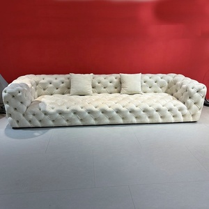 Sofá Chesterfield tapizado Sofá <span class=keywords><strong>de</strong></span> tela <span class=keywords><strong>de</strong></span> terciopelo blanco - Product Image 3