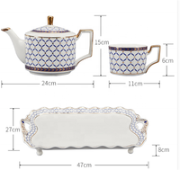 Tasses de café en porcelaine, ensemble de 8 pièces, modèle géométrique haut de gamme en porcelaine, style anglaise