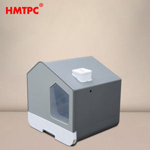 กระบะทรายแมว HMTPC ทรงบ้าน สีเทาอ่อน วัสดุ PP ป้องกันกลิ่น ป้องกันการกระเด็น สำหรับแมว - Product Image 1