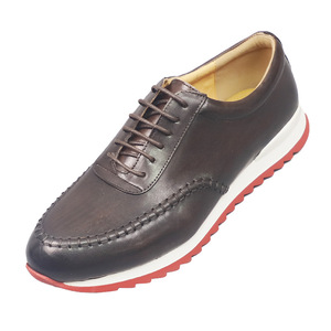 Men's Genuine Leather Oxfords <b>Round</b> Toe Lace-up <b>Cushioned</b> Office Career Dress Shoes All Seasons Rubber Outsole Solid Pattern - Product Image 4
