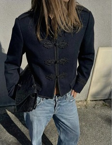 Elegante Cappotto da <span class=keywords><strong>Donna</strong></span> a Maniche Lunghe, Giacca <span class=keywords><strong>Vintage</strong></span> con Colletto Alto e Chiusura Monopetto, Giacca Corta Elegante da <span class=keywords><strong>Donna</strong></span> - Product Image 5