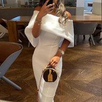 Robe d'été imprimée pour soirée, épaules dénudées, style enveloppant