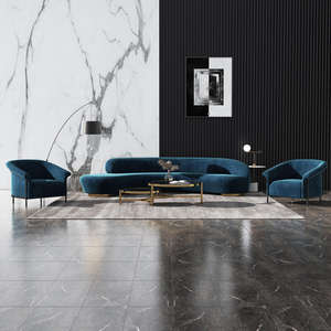 Sofá Moderno de Cuero y Terciopelo Curvo para Recepción, Salón, Centro Comercial, Sofá de Espera, Sofá de Hotel de Ocio, Muebles para Vestíbulo - Product Image 5