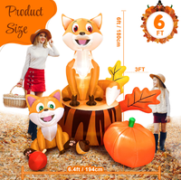 Ensemble Gonflable Renard d'Automne, Arbre, Bouleau et Citrouille avec Décorations Feuilles d'Automne et Pommes, LED Intégrées pour Ambiance de Récolte et de Thanksgiving dans la Cour