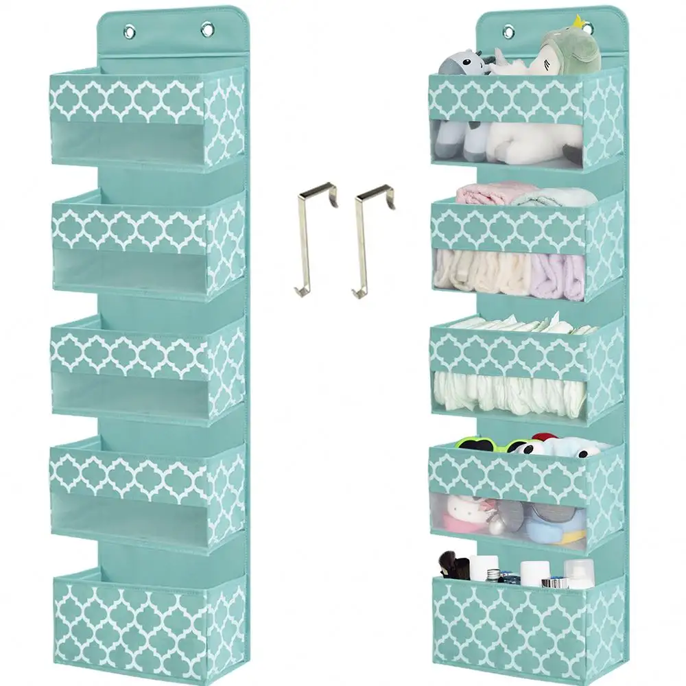 Wall Mounted Over The Door Pocket Organizer Hanging Closet Clear Window Storage Bag with Metal Hooks