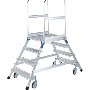 ZARGES Aluminum Step <b>Ladder</b> With Handrails 10-12 Steps 300 Lb Capacity Portable For Indoor Outdoor Use - Product Image 1