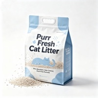 Sacs d'emballage en plastique pour litière pour chat à fond plat, imprimés en gravure personnalisée, fabriqués par un fabricant d'emballages pour animaux de compagnie