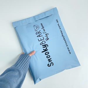 10x13inch Custom Matte Blue Poly Mailers with Black Printing - Branded Shipping Bags for Luxury Apparel & Streetwear - Product Image 5