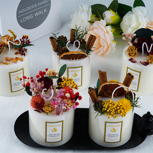 <span class=keywords><strong>Bougie</strong></span> Artisanale en Fleurs Séchées, Aromathérapie, Étiquette Personnalisée, Cire de Soja, Parfumée, Grande Taille, <span class=keywords><strong>Bougie</strong></span> Pilier, Vente en Gros - Product Image 6