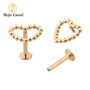 Implantaat Kwaliteit Titanium Astm F136 Kralen Holle Hartvorm Tragus Labret Piercing Oorknopjes - Product Image 1
