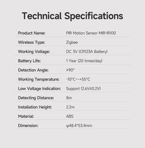 Zigbee Wireless PIR <strong>Motion</strong> Sensor Smart Infrared Human Body <strong>Detector</strong> 8m Detection Range 360 Degree Rotation for Tuya Smart Life - Product Image 5