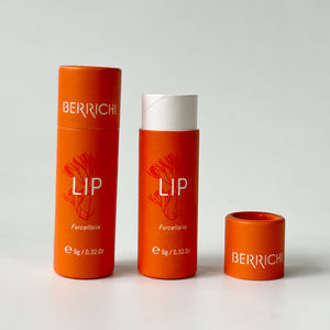 Venta al por mayor de bálsamo labial barra de labios embalaje de cartón Kraft Natural impresión colorida push up Chapstick 10g tubo de papel resistente al aceite - Product Image 3