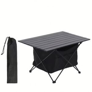 Yangfan Outdoor Picnic Storage Fold Egg Roll Top Black Aluminum <b>Folding</b> Camping <b>Table</b> - Product Image 2