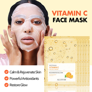 Masque facial en feuille de vitamine C pour femmes, produits de <span class=keywords><strong>soin</strong></span> de la peau, masque facial éclaircissant et blanchissant pour tous les types de peau, marque privée - Product Image 2