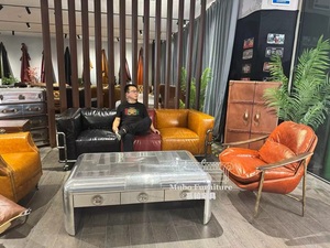 تصميم عتيق للأريكة الأمريكية LC2 أثاث أريكة من الجلد العتيق بنمط مميز - Product Image 6