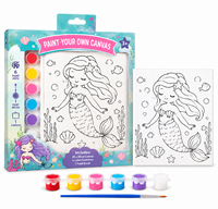 Kit de peinture sur toile DIY pour tout-petits - 6 peintures non toxiques, pinceaux et toile tendue de 20 cm - Apprenez à peindre - Cadeau d'anniversaire - À partir de 3 ans