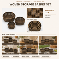 Multifunctionele handgeweven ecologische mand in pastorale stijl van metaal/plastic voor keuken, slaapkamer, opbergruimte, fruit en snacks.