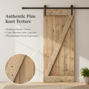 Porte coulissante de grange en <span class=keywords><strong>bois</strong></span> de pin noueux teinté GUJIE Z avec kit de quincaillerie, style ferme, utilisation intérieure imperméable - Product Image 3