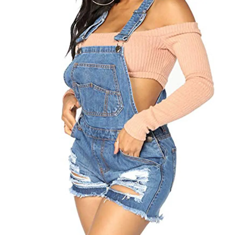 Denim insgesamt kurz damen sexy overall shorts für frauen