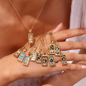 Collar de Moda Vintage de Acero Inoxidable 316L Resistente al Agua y al Deslustre, Chapado en Oro de 14k y 18k, con Colgante de Carta del <span class=keywords><strong>Tarot</strong></span> para Mujer - Product Image 4