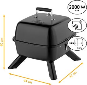 TZS First Austria Bouilloire électrique 2-en-1 2000 Watts Charbon de bois électrique <span class=keywords><strong>hybride</strong></span> compact pour balcon <span class=keywords><strong>Barbecue</strong></span> Assemblage facile - Product Image 2