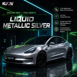 Film de protection de voiture en TPU PPF de qualité professionnelle, couleur argent métallique liquide, anti-rayures, non jaunissant, film de changement de couleur argent métallique liquide - Product Image 1