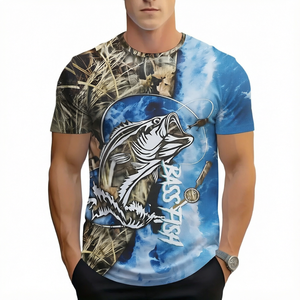 Camiseta de Verano para Hombre, Corte Regular, Informal, para Uso Diario, con Estampado Digital, Tejida, 180g, Estilo Urbano, Antiarrugas, Transpirable - Product Image 1